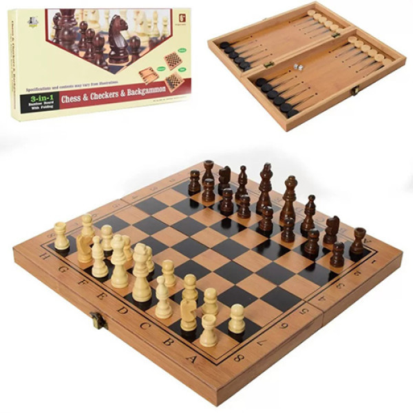 Настільна гра Шахи 3 в 1 BK Toys B3116 T шахи, нарди та шашки (B3116-RT)