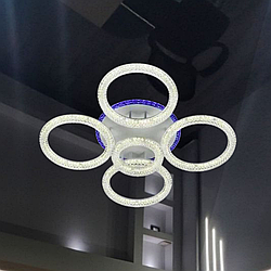 Led люстра кольца с подсветкой SVET 166W до 30 кв.м колір  SC-3622/4+1C WH+3color