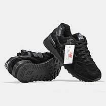 Зимові Кросівки New Balance 574 Winter Suede Total Black / Нью Белaнс 574 Суейд Тотал Чорні (Хутро), фото 4