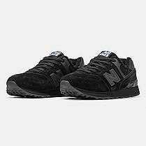Зимові Кросівки New Balance 574 Winter Suede Total Black / Нью Белaнс 574 Суейд Тотал Чорні (Хутро), фото 5
