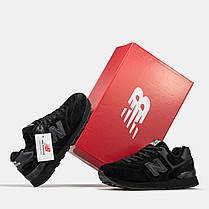 Зимові Кросівки New Balance 574 Winter Suede Total Black / Нью Белaнс 574 Суейд Тотал Чорні (Хутро), фото 6