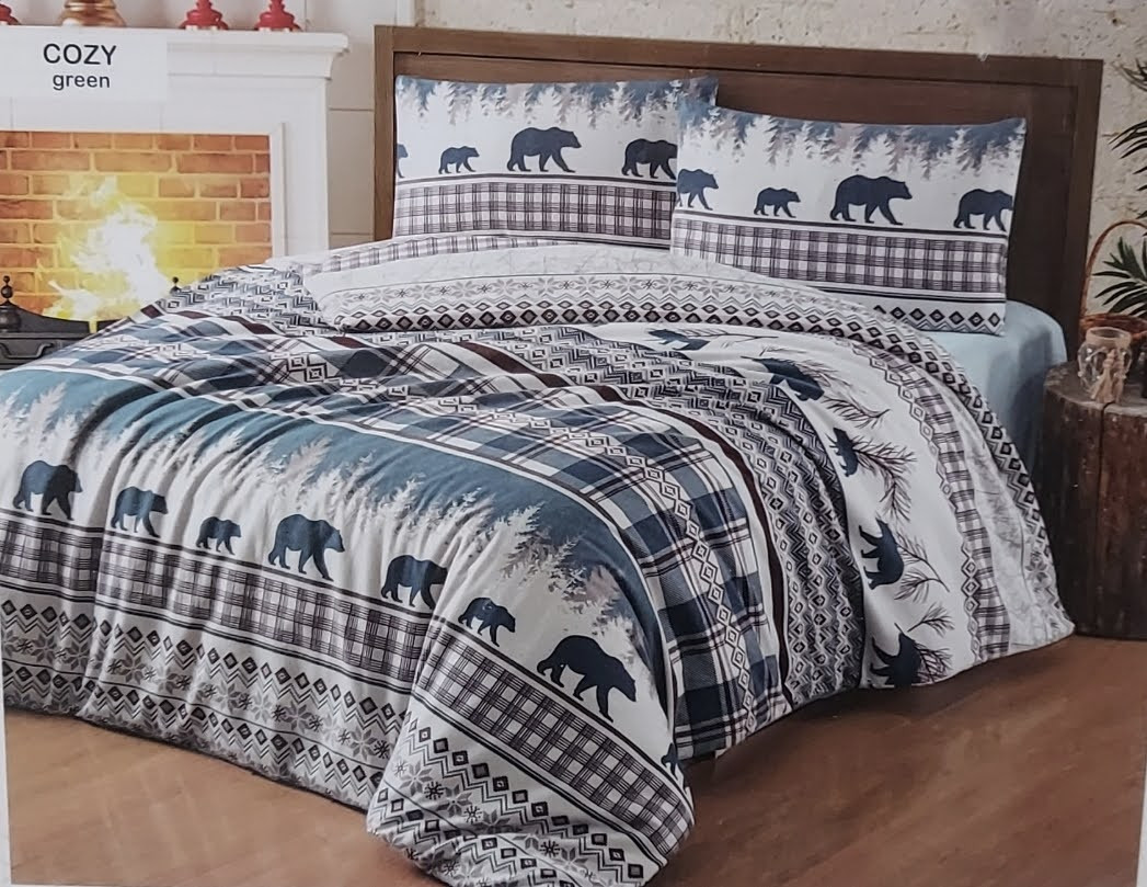 Постільна білизна фланель евро розмір «Cozy Green», фото 1