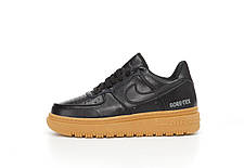 Кросівки зимові чоловічі Nike Air Force 1 Luxe GORE-TEX Найк Гор-Текс чорні шкіра термо осінь єврозима -5, фото 3