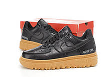 Кросівки зимові чоловічі Nike Air Force 1 Luxe GORE-TEX Найк Гор-Текс чорні шкіра термо осінь єврозима -5, фото 6