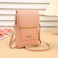 Маленькая женская сумка через плечо, сумка портмоне женская с качественной экокожи материал прочный розовый