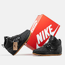 Зимові Чоловічі Кросівки Nike Lunar Force 1 Duckboot 17 Fur / Найк Лунар Форс 1 Дакбут 17 Чорні (Хутро), фото 6