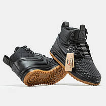 Зимові Чоловічі Кросівки Nike Lunar Force 1 Duckboot 17 Fur / Найк Лунар Форс 1 Дакбут 17 Чорні (Хутро), фото 4
