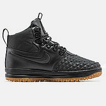 Зимові Чоловічі Кросівки Nike Lunar Force 1 Duckboot 17 Fur / Найк Лунар Форс 1 Дакбут 17 Чорні (Хутро), фото 3