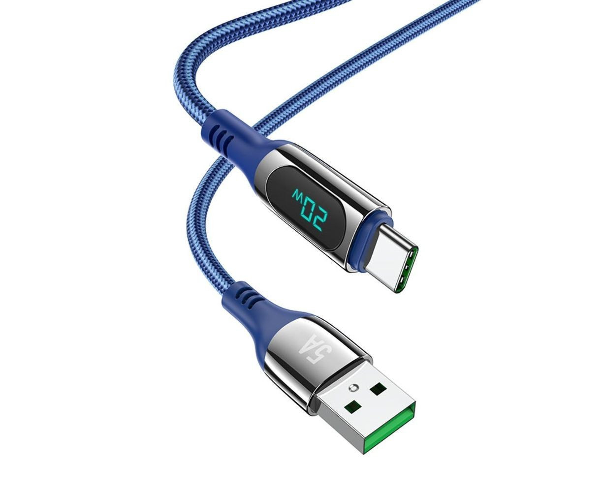 Кабель Hoco S51 Extreme USB - Type C 5A 20W charging data cable 1.2 m current up to 5A with digital display - фото 1 - id-p1986743614