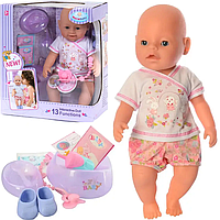 Пупс функциональный Warm Baby WZJ 030-518 (13 функций, звуковые эффекты) Кукла Беби Борн, Интерактивный пупс