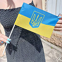 Флажки Украины с тризубом гербом 21х14 см на палочке