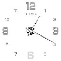 3Д годинник настінний, срібний (40-120 см) 9020-004 (6910)