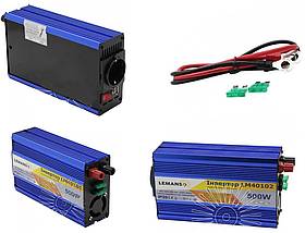 Інвертор синій корпус Lemanso з 12VDC до 230V AC 500W 600VA