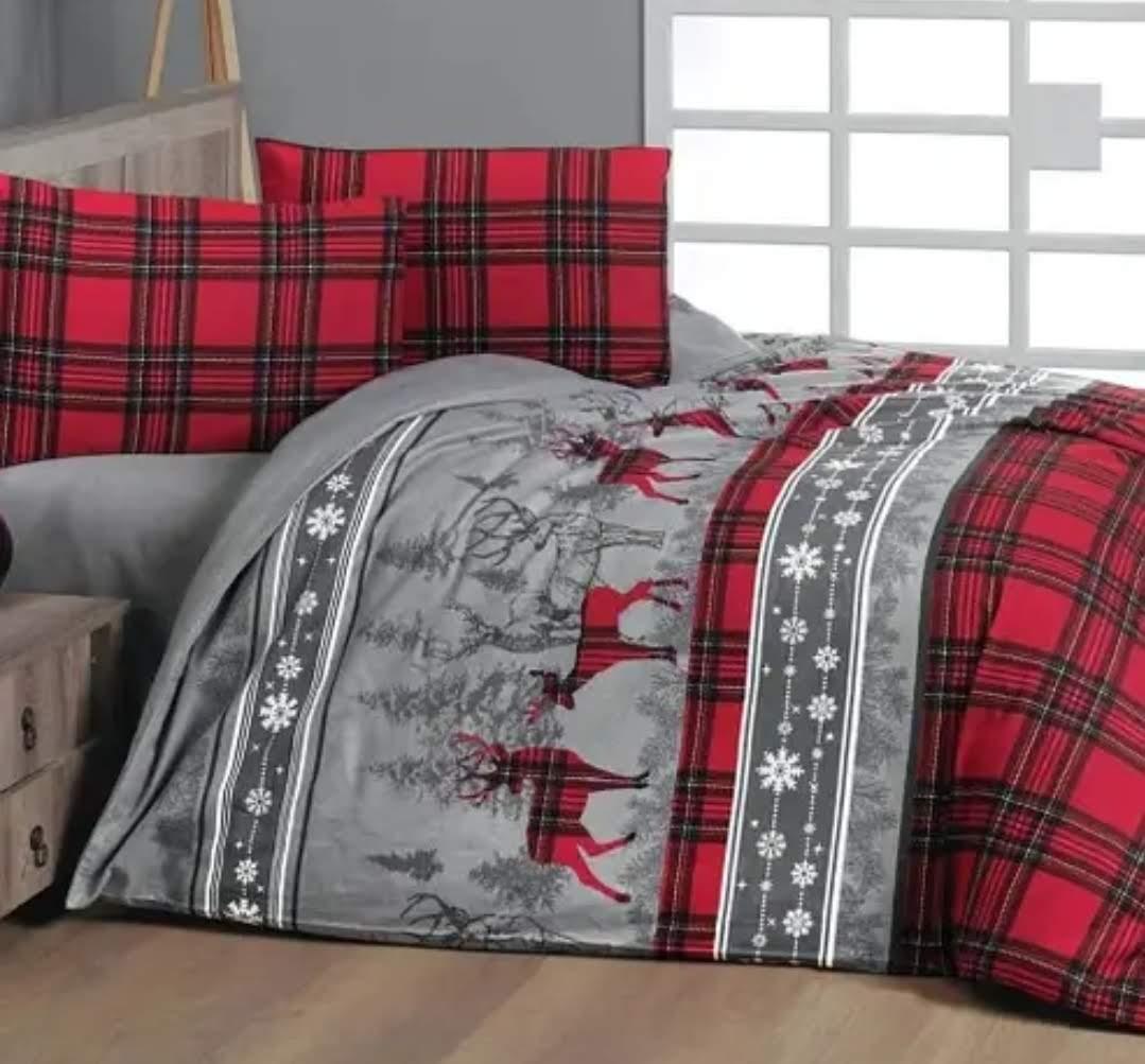 Постільна білизна евро розмір фланель «Happiness Red», фото 1