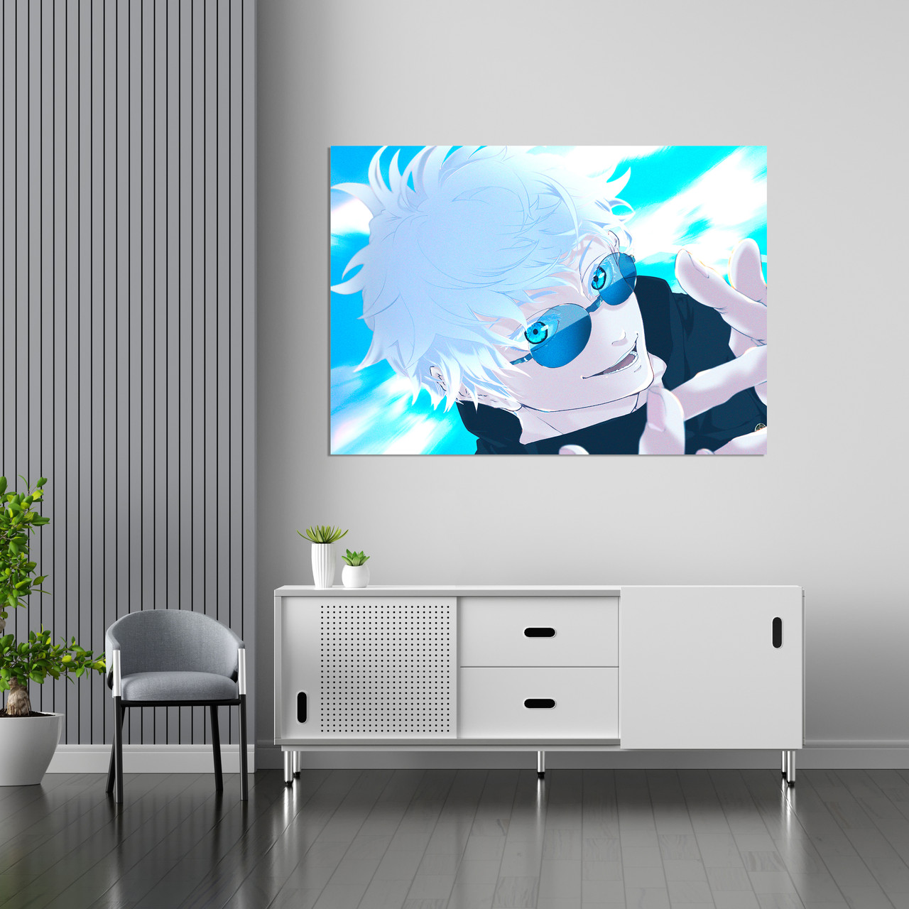 Плакат-постер із принтом Jujutsu Kaisen Магічна битва Satoru Gojo Сатору Годжо синій (японська манга)