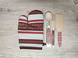 Набір кухонний прихватка рукавичка лопатка вилка ложка червона