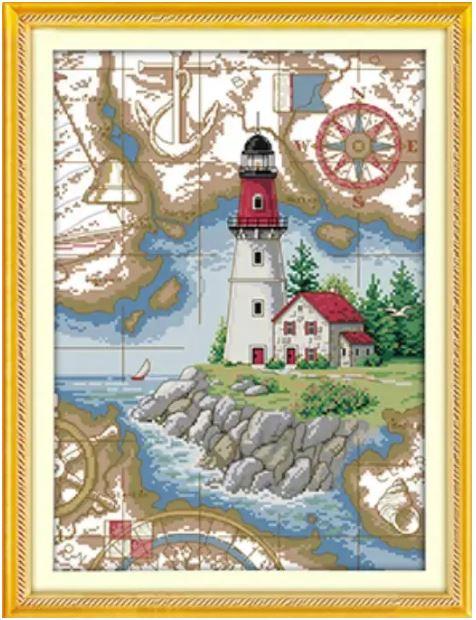Набір для вишивання за нанесеною на канву схемою "Lighthouse 5 ". AIDA 14CT printed , 33*44 см