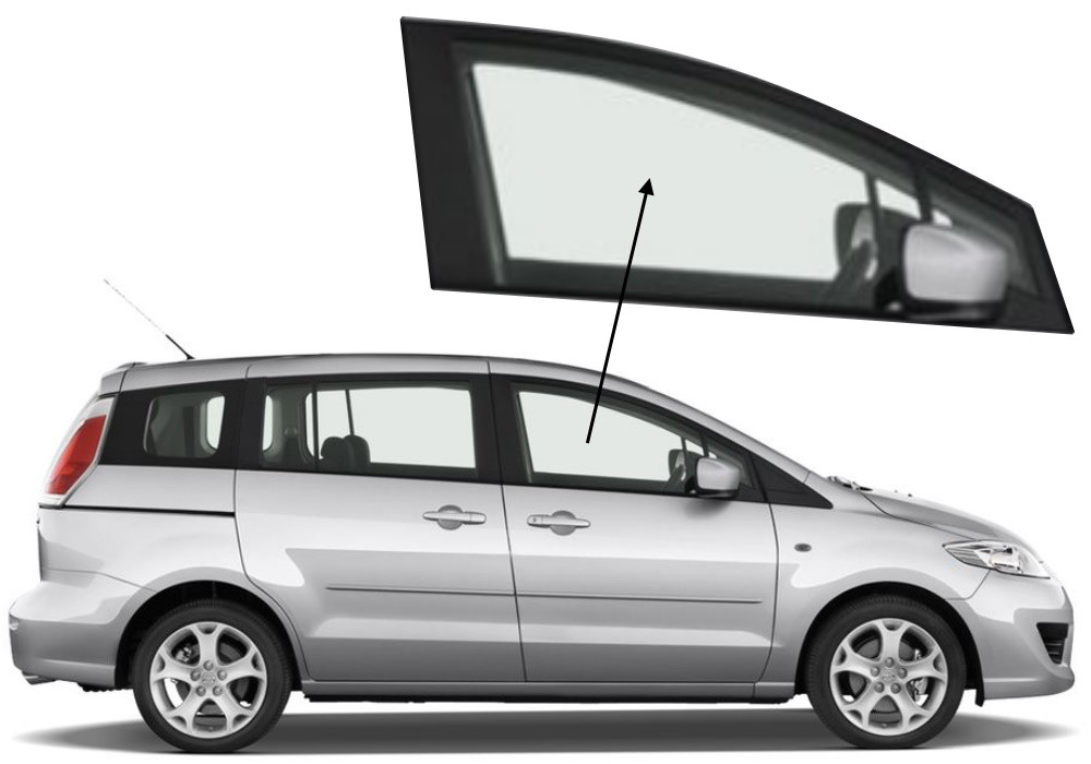Бічне скло Mazda 5 2005-2009 передніх дверей праве