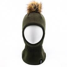 Зимовий дитячий балаклав утеплений флісом, Дитячі шапки шоломи спицями, фото 5