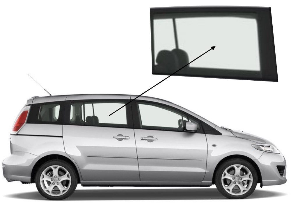 Бічне скло Mazda 5 2005-2009 задніх дверей праве, фото 1