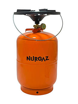 Газовий балон NURGAZ 12,5 л (Резьба GW3/8"L 15,5 мм) (5 кг), з пальником.