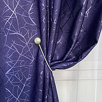 Фіолетові однотонні готові штори портьєри льон блекаут, комплект щільних штор — солозахисних на вікно, фото 7