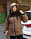 Затишна трендова м'яка куртка жіноча Тедді комбінована хутряна куртка на блискавці баранчик батал, фото 7
