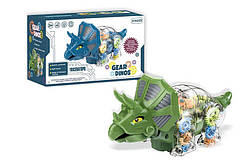 Іграшковий динозавр цератопс музичний зі світлом прозорий корпус та кольорові деталі
