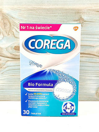 Таблетки для очистки зубных протезов Corega 30 шт Великобританія