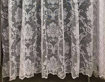 Тюль із малюнком вензель білий, жакард, у зал кухню