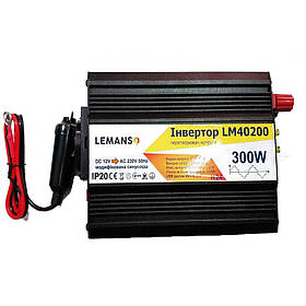 Інвертор чорний корпус Lemanso з 12VDC до 230V