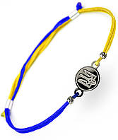 Срібний браслет Герб Family Tree Jewelry Line із підвіскою «Трезубець» жовто-синій регулюється Срібло