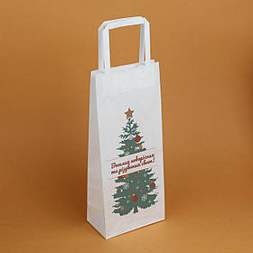 Новорічний Пакет під вино 150*90*360 мм Подарункові Пакети для шампанського на Новий рік