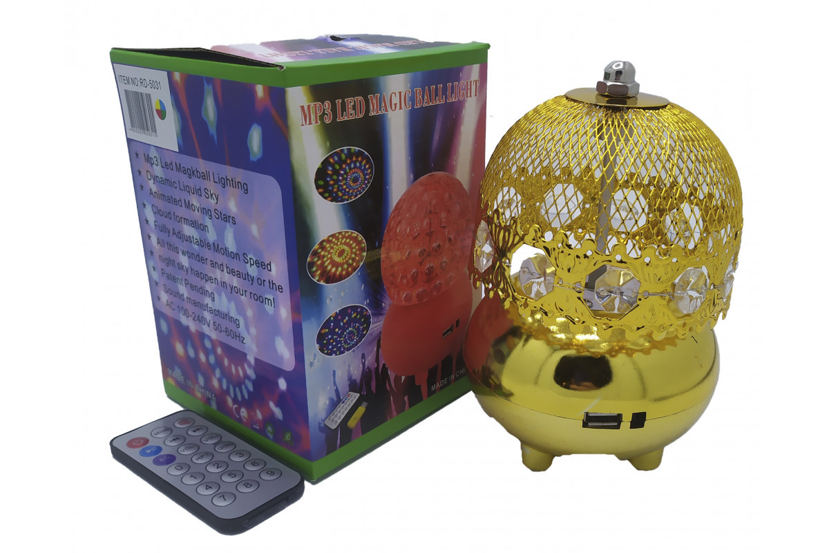 💙Нічник Лампа диско-шар на підставці RD-5031 обертаючийся RGB RHD-183 mp3+Мр3+Ду+USB, фото 1