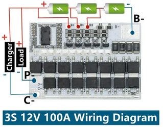 Плата 3S BMS 100A 12V 18650 Li-ion LMO Тернарна літієва батарея Захист друкованої плати Баланс зарядки