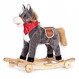 Кінь гойдалка ECOTOYS XL-106W Сірий із колесами, фото 3