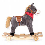 Кінь гойдалка ECOTOYS XL-106W Сірий із колесами, фото 7