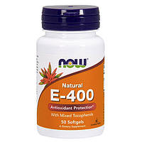 Натуральний вітамін Е Now Foods Natural E-400 50 softgels