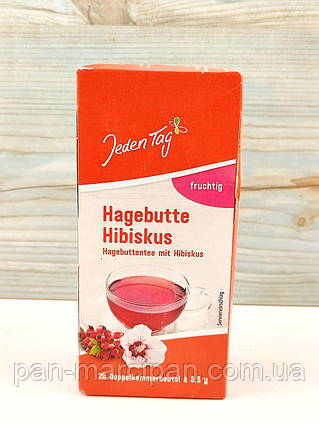 Чай з шипшини та гібіскуса Jeden Tag Hagebutte Hibiskus 25 пакетиків
