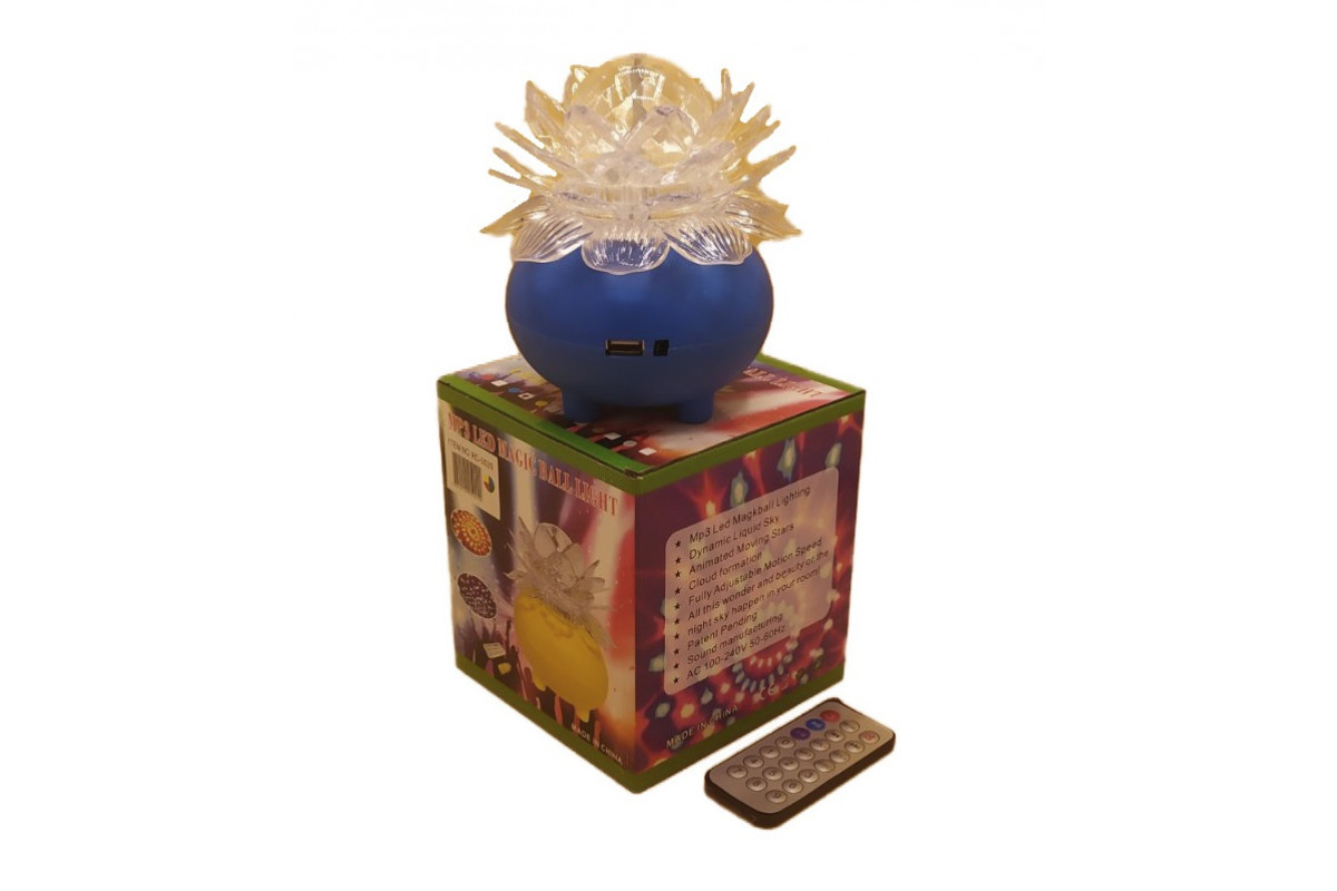 💛Нічник Лампа диско-шар Квітка на підставці RD-5029 обертаючийся RGB RHD-181 Мр3+Ду+USB, фото 1