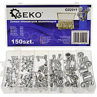 Заклепка резьбовая алюминиевая набор M3,M4,M5,M6,M8,M10,150 ед Geko G02911