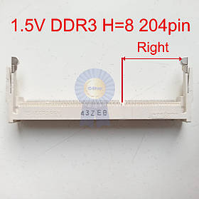 Роз'єм DDR3 204pin H=8 mm (правий ключ) — Оригінал демонтаж