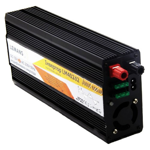 Інвертор чорний корпус Lemanso з 12VDC до 230V 500Вт + зарядка 10А, фото 1