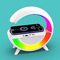 Настольная лампа KР-3431 RGB 3в1 с беспроводной зарядкой 15 Вт и Bluetooth колонкой