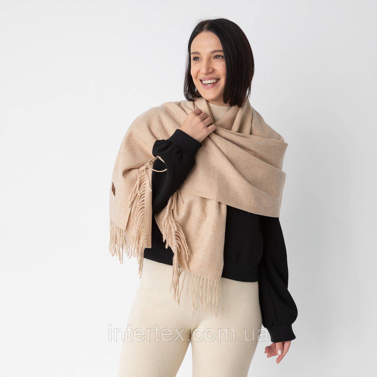 Шарф однотонний теплий (кашемір) 180х70 см. (пісочний), фото 1
