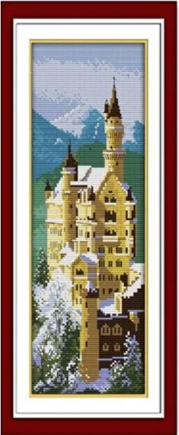 Набір для вишивання за нанесеною на канву схемою "German Swan Stone Castle". AIDA 14CT printed, 16*41 см