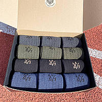 Набір теплих чоловічих шкарпеток на 12 пар 41-45 р високої якості бавовняні та високі, оригінальні та зимові