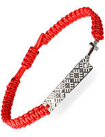 Серебряный браслет Вышиванка Family Tree Jewelry Line Пластинка «Орнамент Сонях» с крестиком красный