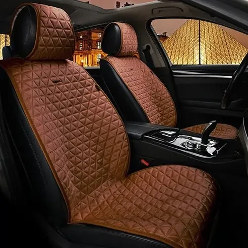Накидки на сидіння алькантара Коричневі Передній комплект Elegant 700 316