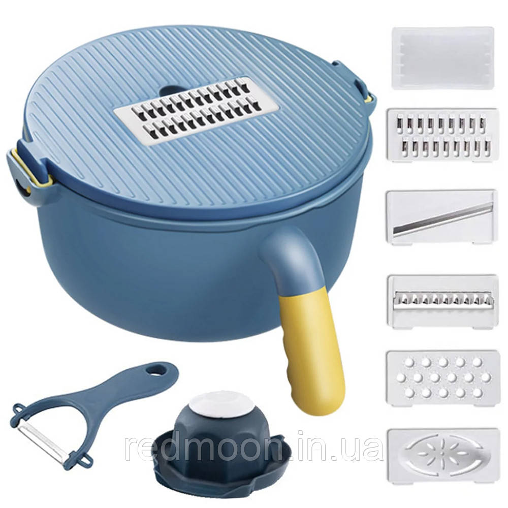 Овочерізка 9в1 New basket cutter з контейнером / Багатофункціональна овочерізка-шатківниця